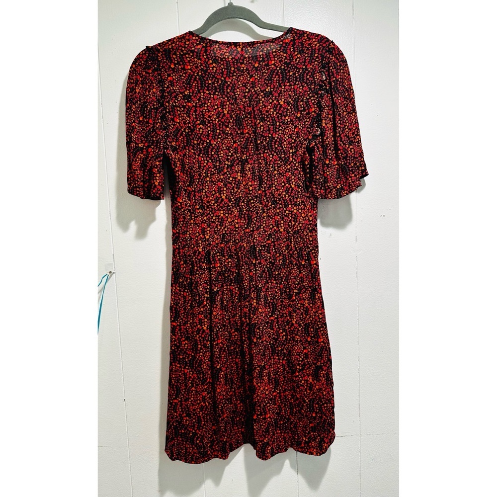 Scotch & Soda Red and Black Puff Sleeve Midi Dress - Picture 2 of 3